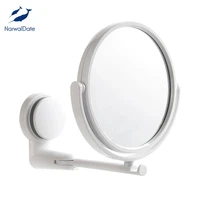 narwaldate mordern drill free bathroom mirror makeup vanity shave mirrors wall suction folding arm extend round bath accessories