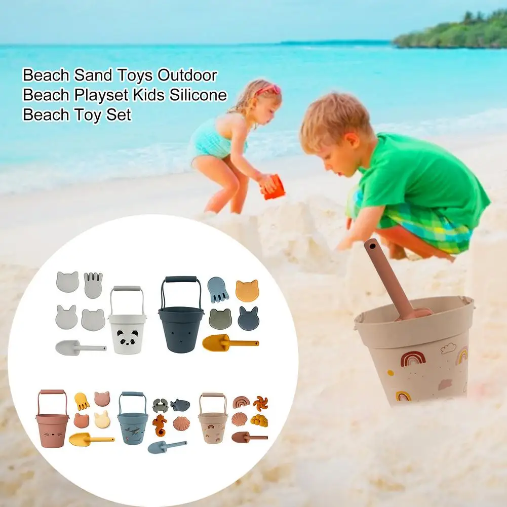 

6Pcs Beach Toys Kit Baby Digging Sand Tool Beach Bucket Toys Rubber Dune Sand Mold Tools Sets Summer Children Kid Bath Swim Toys