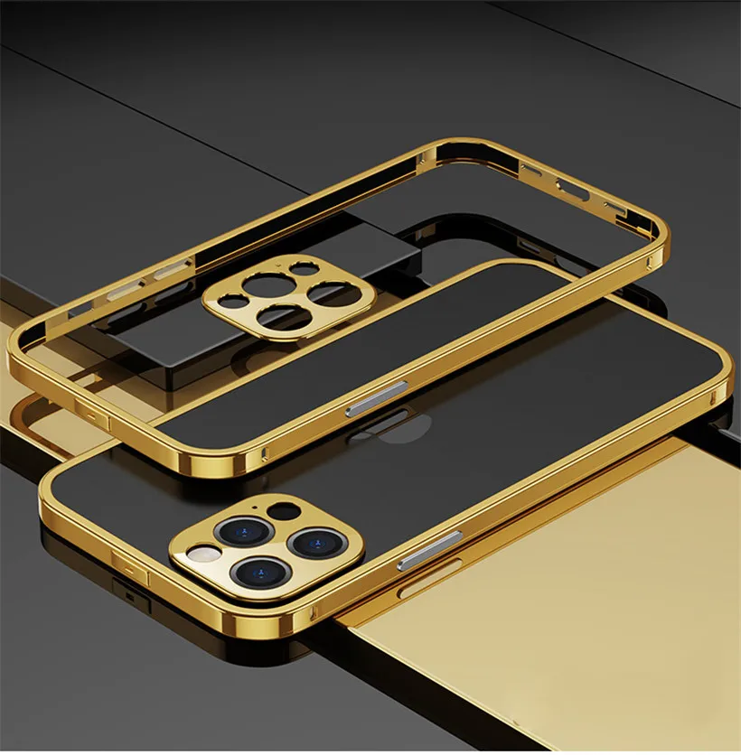 Бампер для iPhone 12 Mini Pro Max 12Pro роскошный металлический корпус из нержавеющей стали