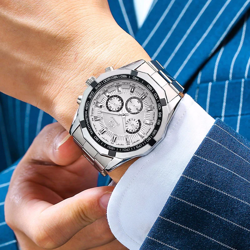 

Men's Business Fashion Waterproof Stainless Steel Strap Watch Sport Outdoor Watch for Men Reloj Hombre