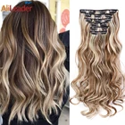 Шиньон Alileader, натуральный цвет, длинные прямые синтетические волосы для удлинения, Термостойкое волокно, 16 заколок, кудрявый, 22, дюймов светлый, коричневый