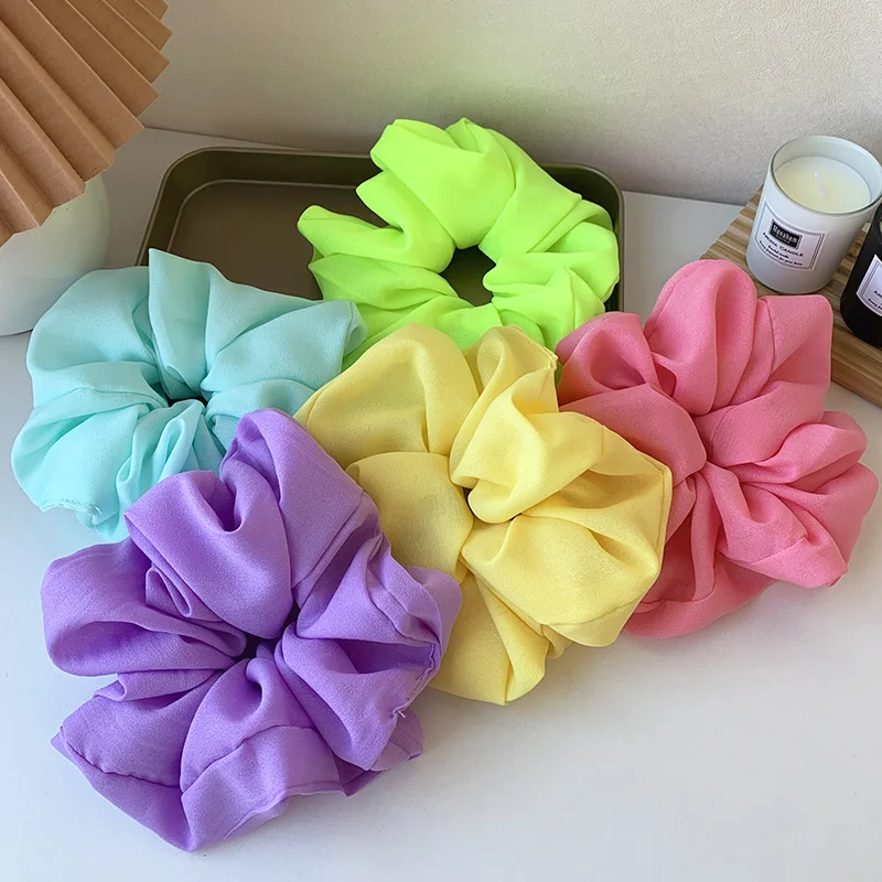 

Women's Large Intestine rings Headdress Solid color Satin Hair bands ropes hair ties Hair Accessories for Girls