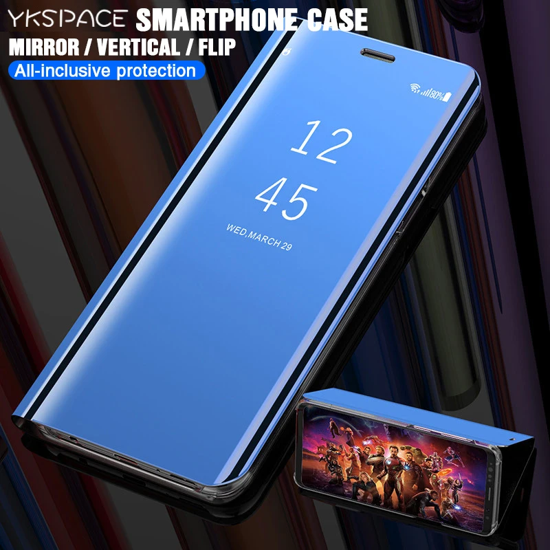Умный зеркальный прозрачный чехол книжка с подставкой для Samsung Galaxy S8 S9 S10 S20 FE S21 S10e