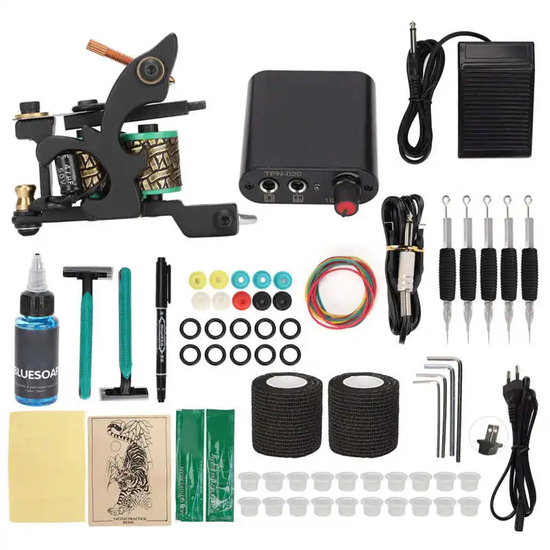 

Coil Tattoo Machine Practice Skin Repair Cream Power Supply Tattoo Machine Set for Home for Tattoo Salon for Tattooist