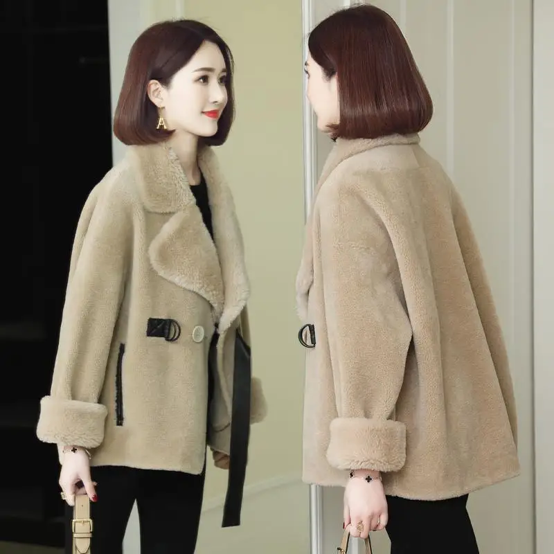 

Женская куртка из натуральной овчины, теплая верхняя одежда из натуральной шерсти на осень и зиму, 2021