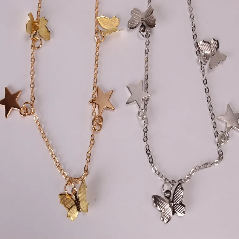 

Sequined Five-pointed Star Butterfly Necklace European and American Style Clavicle Chain Fashion Jewelry Gift Women