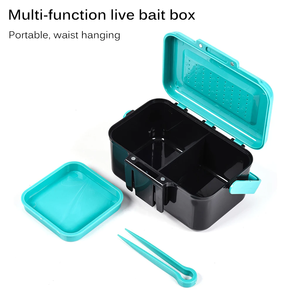 Multifunctional 2 Compartments Live Bait Box Red Worm Earthworm Lure Plastic Boxs Fly Bass Tilapia Carp Fishing Tackle | Дом и сад