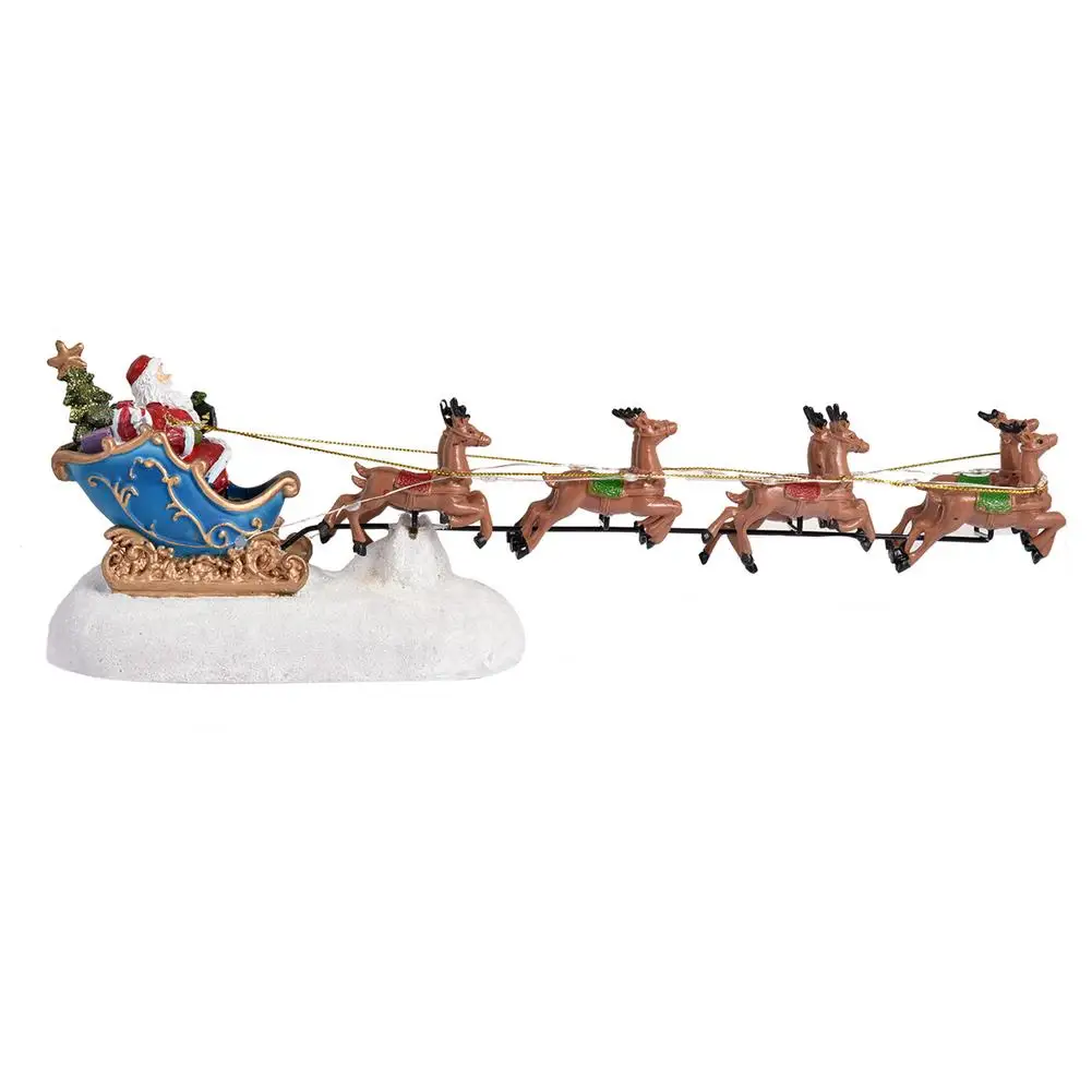 Christmas Santa Claus Sleigh Reindeer Reindeer Car with Musical LED Light UP Holiday Figurine Gift Christmas Table Decoration