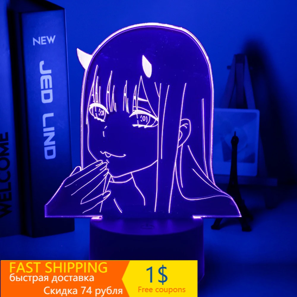 

Zero Two Figure 3d Anime Lamp Nightlight Kids Child Girls Bedroom Manga Gift Night Light Lamp Darling In The Franxx