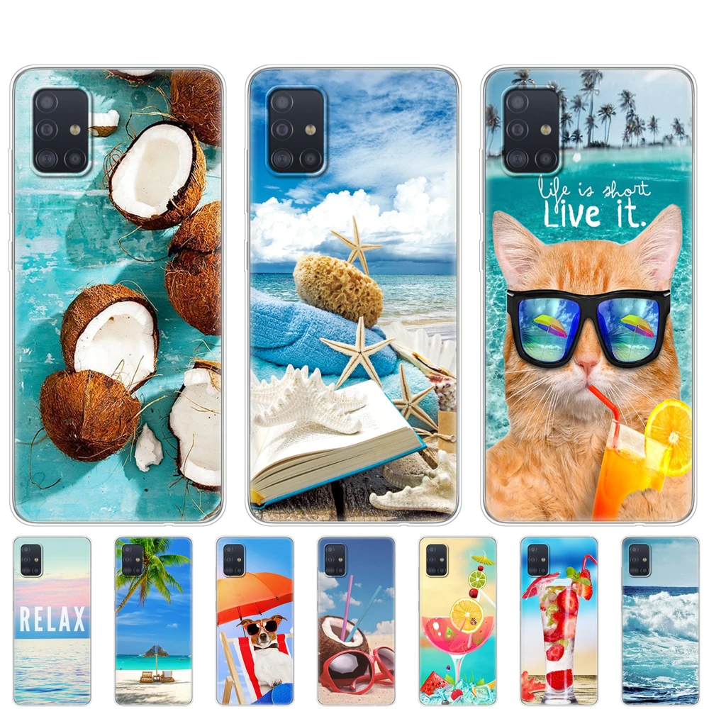 Чехол для samsung galaxy A31, A41, A51, A71, A01, A81, A91, A11, A30S, A20S, A21S, A50S, M11, M21, M31, M30S, M40S, летняя пляжная волна, море