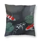 Оригинальный чехол для напольной подушки Koi Pond художественная Подушка, двухсторонний чехол с изображением карпа, рыбы для гостиной, декоративный чехол для подушки для дома