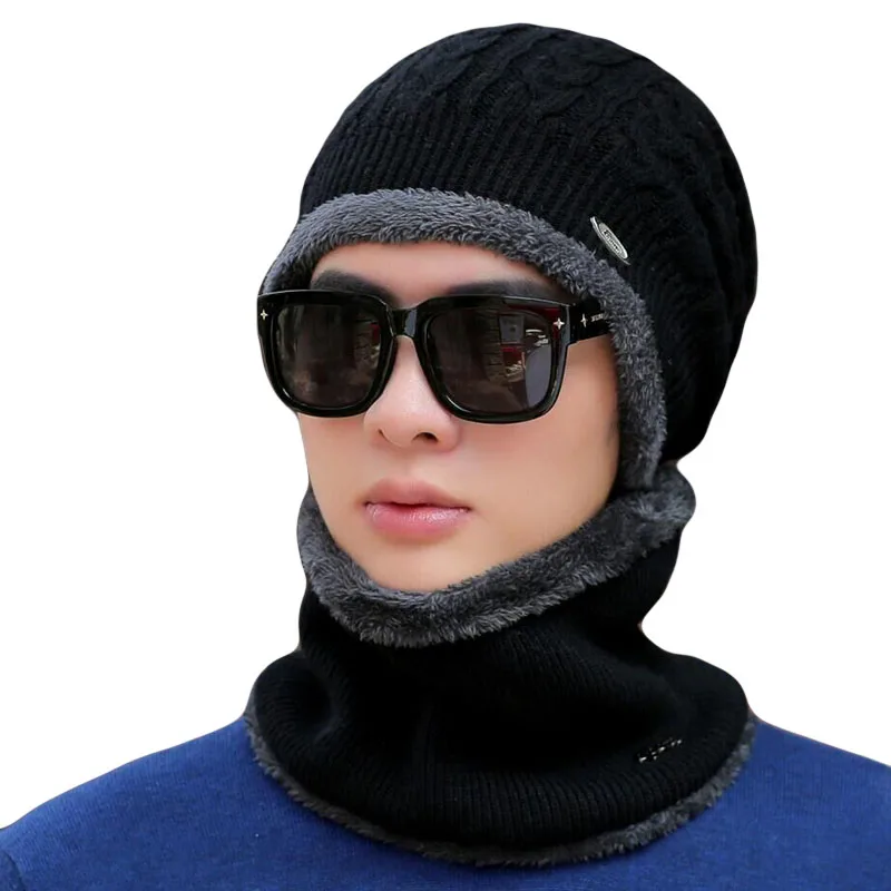 Брендовые зимние шапки для мужчин Skullies Beanies Мужская зимняя вязаная шапка из крученой пряжи шарф из шерсти женская маска капота мужская шапка