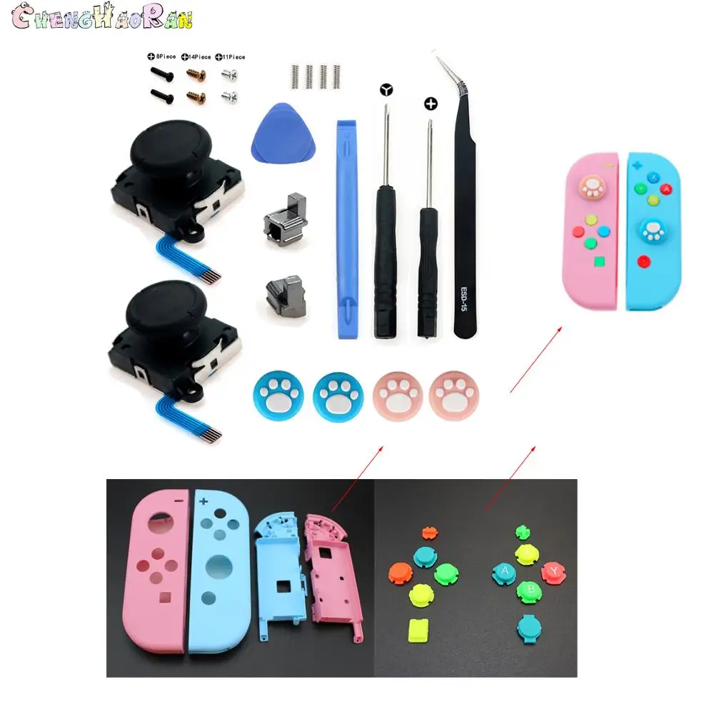 

Оптовая продажа 2 шт. 3D Joycon аналоговый джойстик Стик для большого пальца запасные части переключатель joy-con Tri-Wing Cross grip caps Блокировка корпуса ...