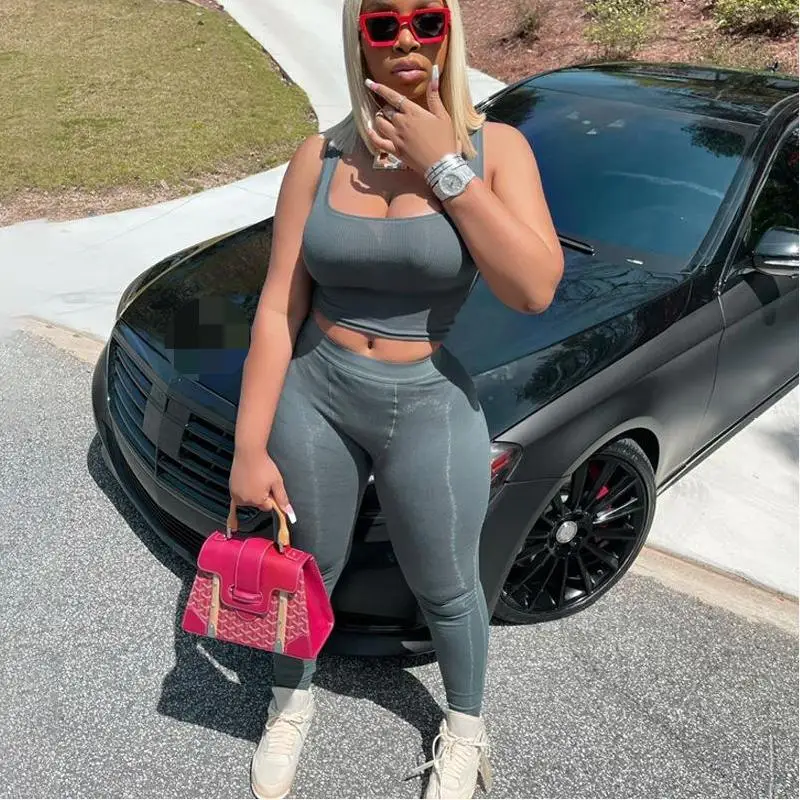 

Summer Streetwear Pants And Crop Top Tracksuit Joggers Women 2 Two Piece Set Club Outfits For Women Matching Set Sport Suits