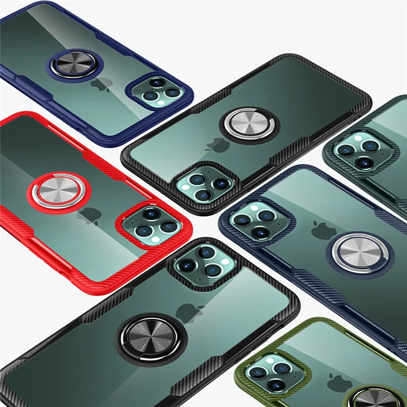 Противоударный чехол для iPhone 6 6s Plus 7 8 X Xs Max 11 Pro с кольцом подставкой и на палец