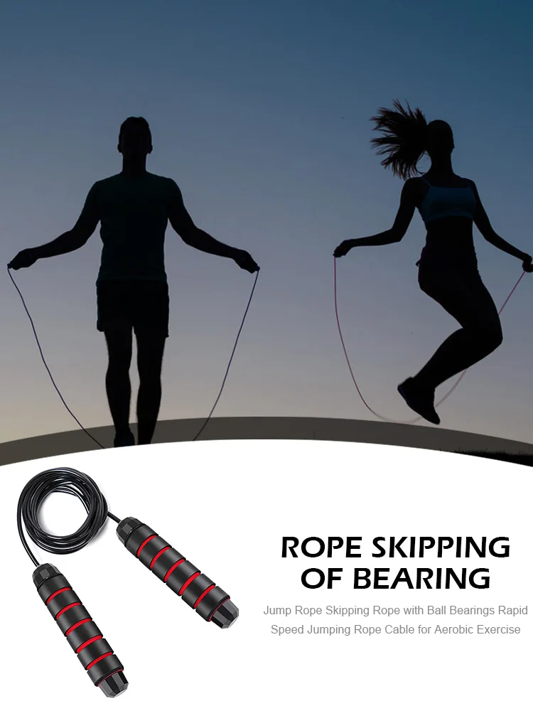 

Jump Rope Skipping Rope with Ball Bearings Rapid Speed Jumping Rope Cable for Aerobic Exercise Like Speed Training