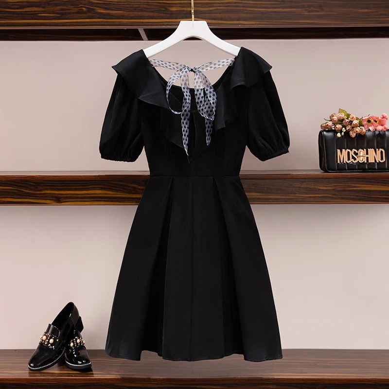 Женское винтажное вечернее платье повседневное элегантное черное в стиле 90-х