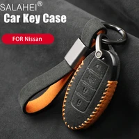 suede leather car key case cover protection for nissan qashqai j10 j11 x trail t31 t32 kicks tiida pathfinder murano accessories