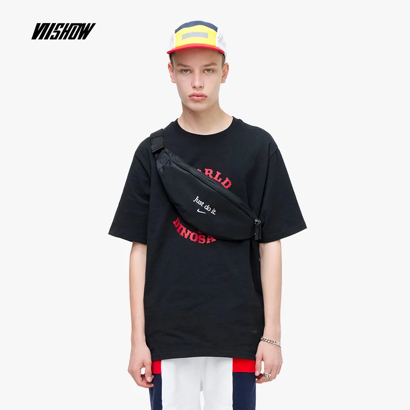 VIISHOW уличная одежда черного цвета с рисунком Для мужчин футболка бренд