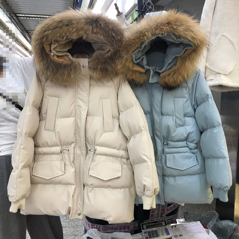 Новые Длинные парки женские зимние куртки пальто толстая хлопковая теплая куртка женская верхняя одежда парки настоящий меховой капюшон, воротник пальто