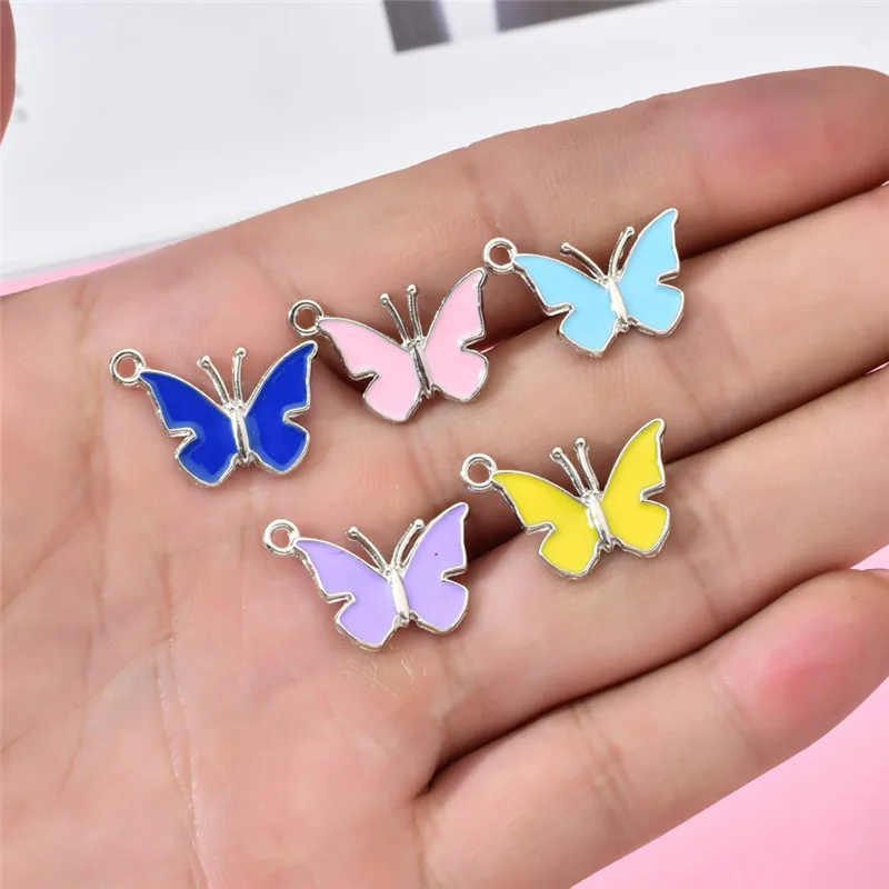 10 шт. подвески бабочки красочная эмалированная бабочка Очаровательная фурнитура