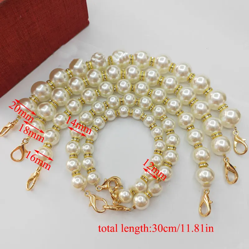 

Imitate Pearl Purse Bag Belt Fashion Wallet Belt Sweet Handle Clutch Bag Strap Wrist Replacement Fashion Bag Accessories
