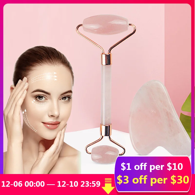 

Face Massager Jade Roller for Face Lifting Tools Facial Gua Sha Jade Stone Anti-aging Wrinkle Skin Care Beauty Health Set Box