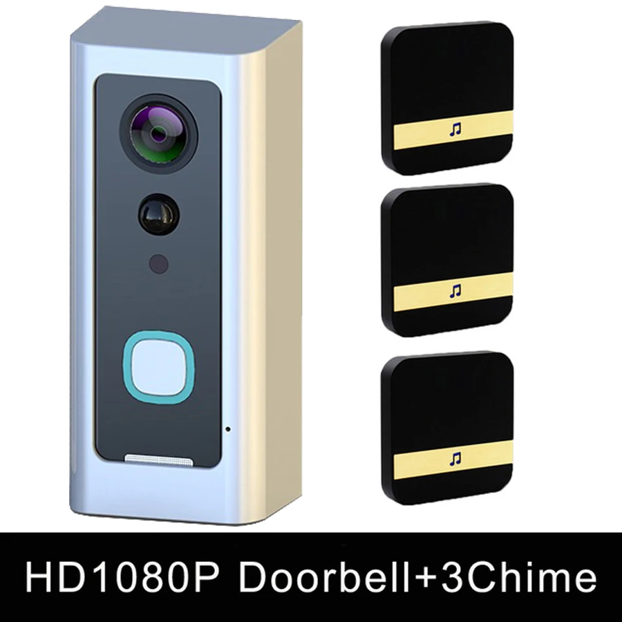 V1P-S-3in Cdycam, новинка, HD 1080 P, Wifi, водонепроницаемый, видео дверной звонок, беспроводной, для дома, батареи, камера, двусторонняя, аудио, разговор, ночное видение, PIR, умная дверь - Цвет: V1P-S-3in
