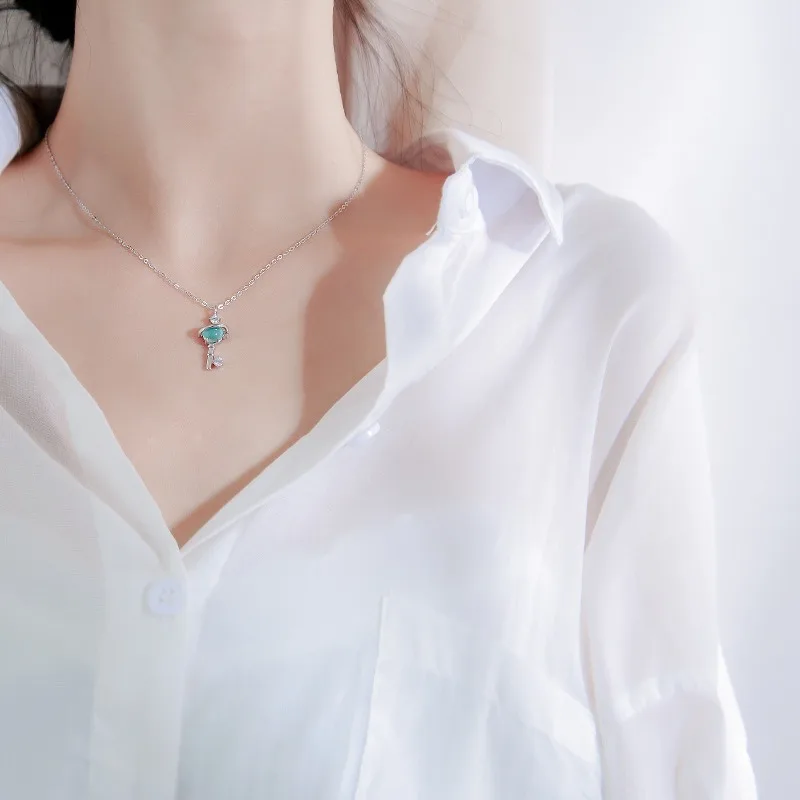 Leouerry S925 Серебряное маленькое свежее голубое сказочное ожерелье с планетой