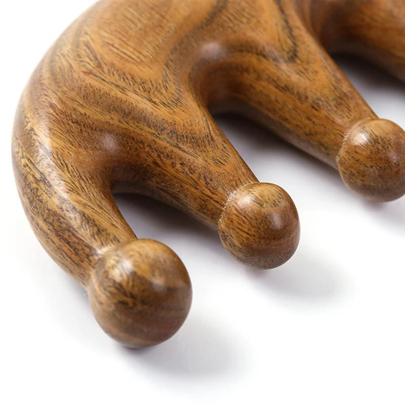 

Green Sandalwood Meridian Massage Comb Fine Tooth Rake Round Bead Comb Anti-Static Head Massage Comb