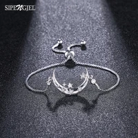 sipengjel fashion moon star adjustable bracelets silver color box chain bracelets on hand for women girls jewelry 2021