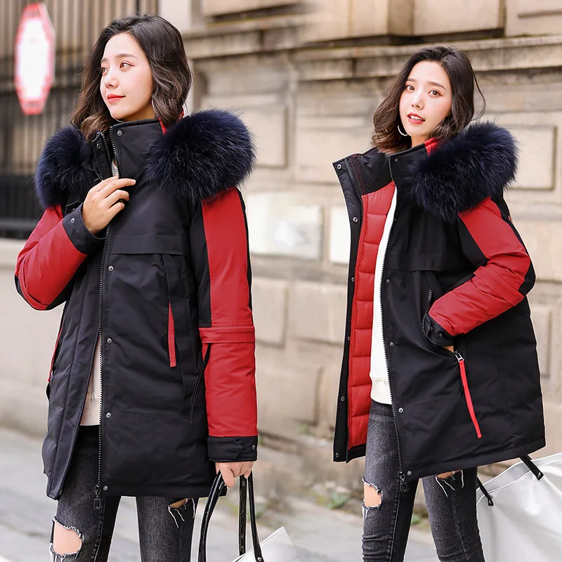 Женская зимняя парка с капюшоном и меховым воротником | одежда
