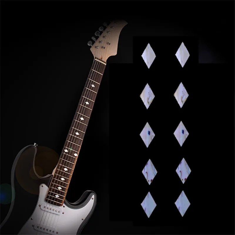 

10 pcs Guitar Bass Fret Sticker, DIY sticker on guitar neck - 10 pcs rhombus shape