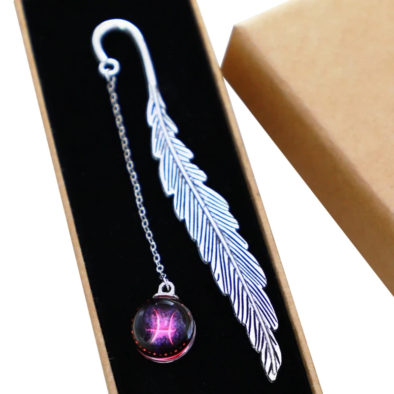 

Noctilucent 12 Constellation Bookmark Pendant Metal Book Mark Stationery Gift