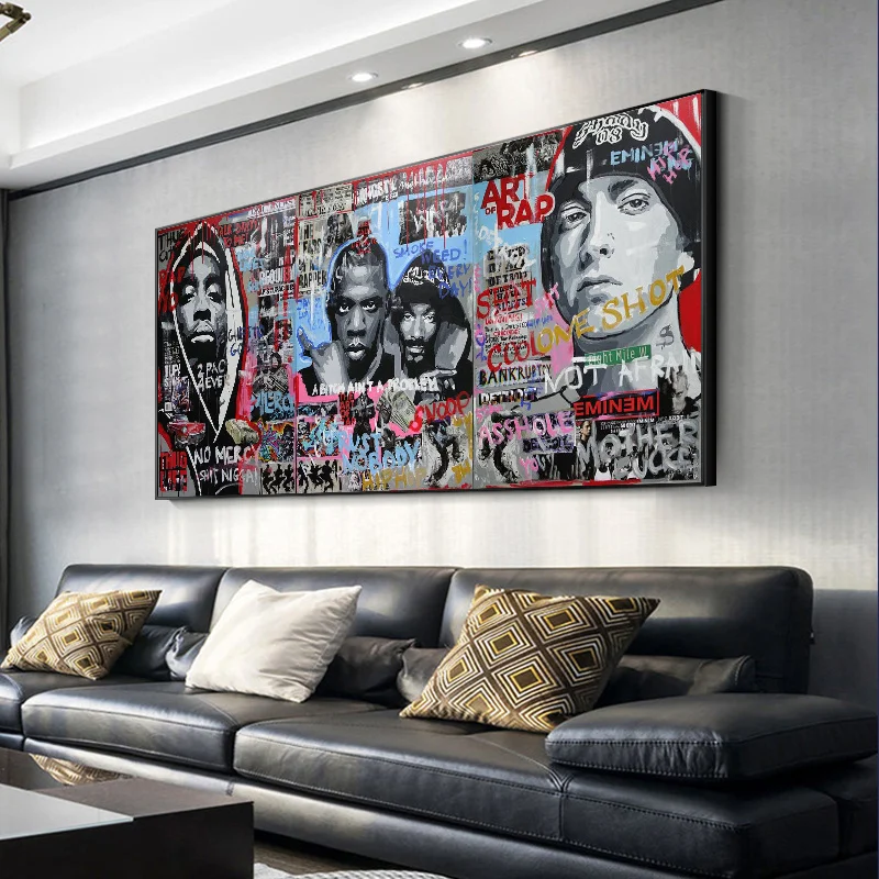 Граффити уличное искусство рэп музыка звезда холст картина хип-хоп рэпер плакат