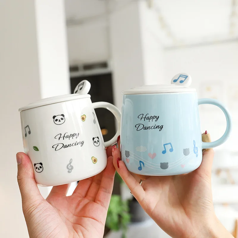 Кружка с рисунком кролика и ложкой креативная фарфоровая кружка для кофе латте