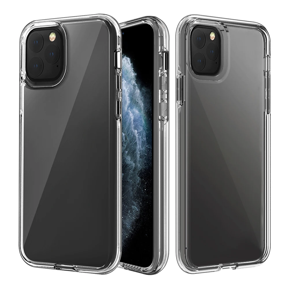 Для iPhone 11 Pro Max чехол 2в1 Жесткий PC + мягкий TPU прозрачный для 6 S 7 8 Plus X XS XR