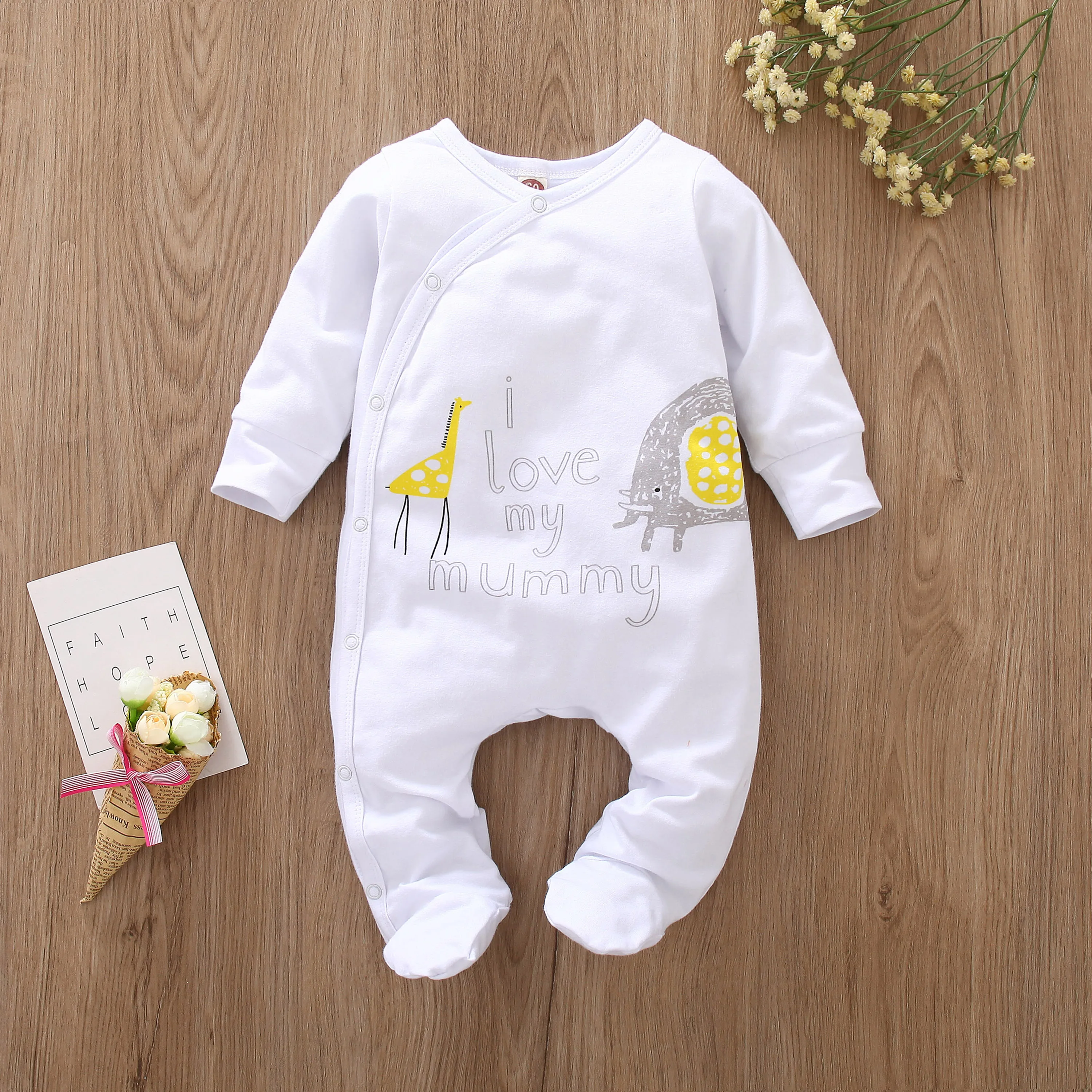 baby bodysuit dress Newborn Baby Boy Girl Romper Long Sleeve Cotton Letter I Love Daddy & Mummy Animal Print Jumpsuit Infant Pajama Outfits Bamboo fiber children's clothes