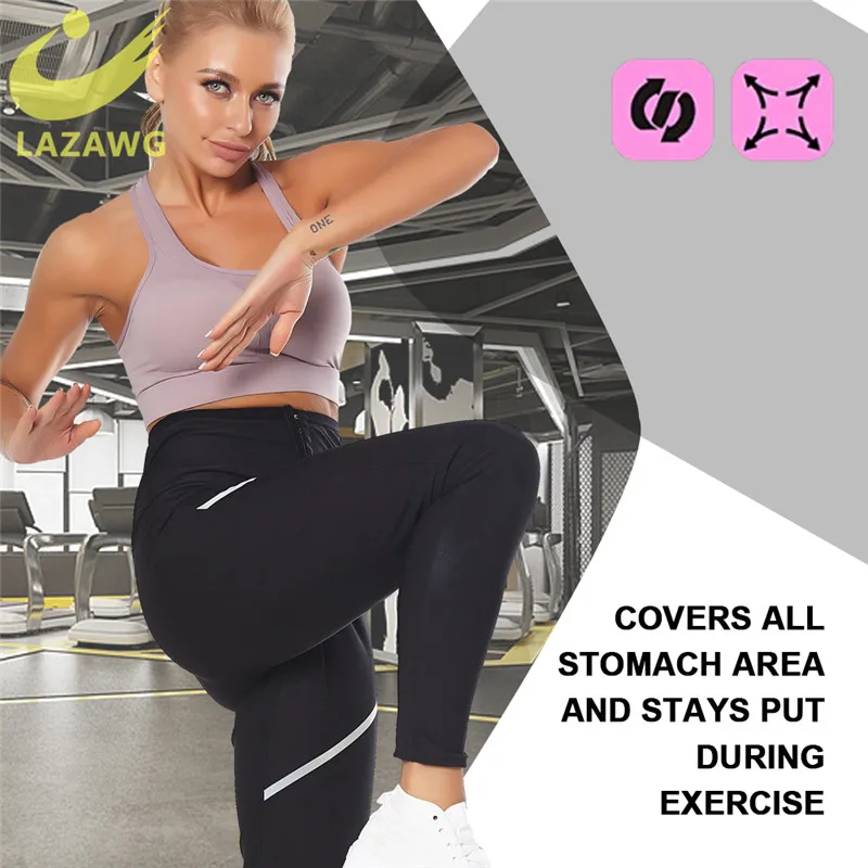 LAZAWG Women Sweat Sauna Shapers Leggings Sports Hot Sweat Pants Slimming Female Workout Shapewear Weight Loss Fitness Trousers