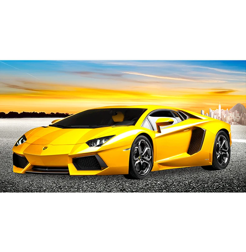 

5D DIY Diamond Painting Yellow Sports Car Full Rhinestone Cross Stitch Square Round Acrylic Embroidery Kit Bedroom Decoration