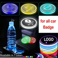 1pcs led lights car badge cup coaster for dodge neon charger vision forza viper dart charger durango attitude trazo ram 2500