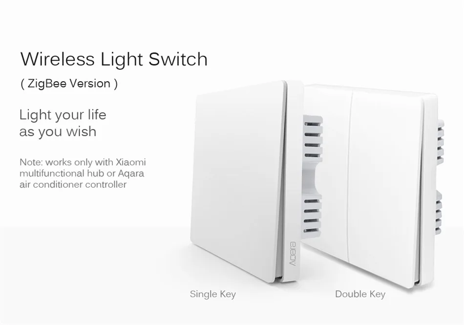 Умный Домашний Светильник Xiaomi Aqara Mijia с одним пожарным проводом ZigBee, беспроводной ключ, настенный выключатель через приложение для смартфона