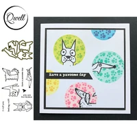 qwell furbulous fox dog silhouettes metal cutting dies with coordinating clear stamps words have a pawsome day diy scrapbooking