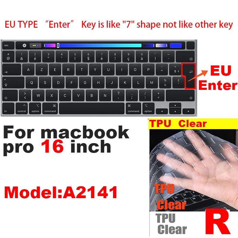 R 0,13 mmTPU для Apple Macbook pro13/11Air 13/15 retina12 дюймов Чехол для клавиатуры Ультратонкий чехол прозрачная защитная пленка EU/US pro16 - Цвет: R