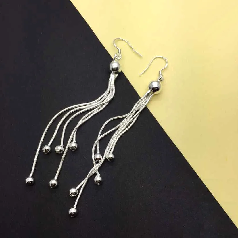 Женские длинные серьги гвоздики с кисточками и платформой винтажные женские