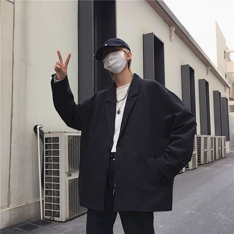 

Casual Suit Jacket Male Oversize Korean Trend Summer Thin Handsome Men Small Suit Elegant Dk Uniform High Street Japan Harajuku