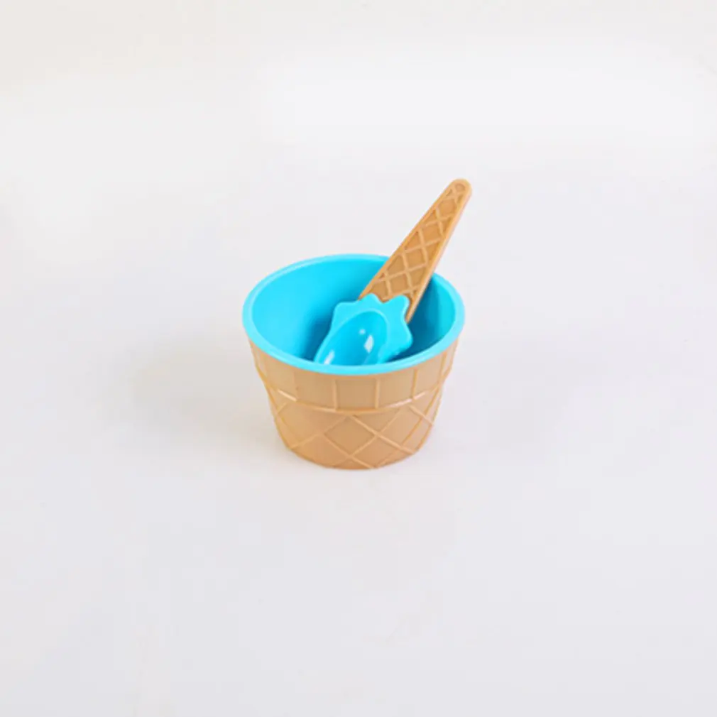 Миски для мороженого с ложкой двойные уплотненные пластиковые милые детские