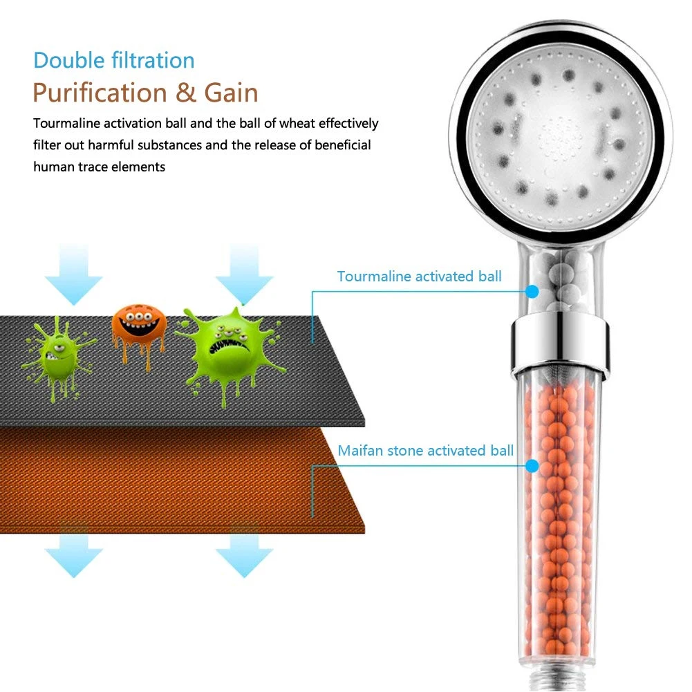 

3-Colors LED Bath Shower Adjustable Jetting Shower Head High Pressure Saving Water Bathroom Anion Filter Shower SPA Nozzle