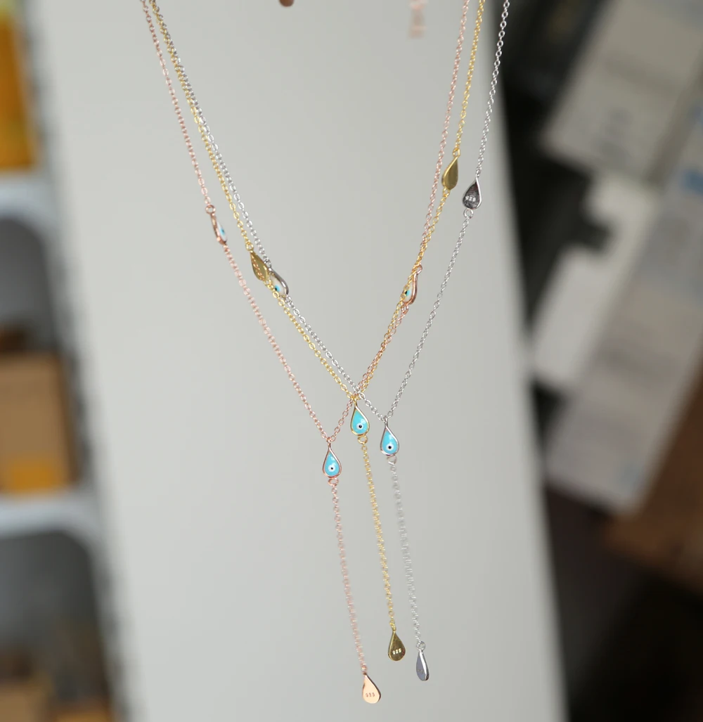 Женское ожерелье из серебра 925 пробы с эмалью|drop necklace|necklace dropcharm necklace |