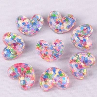boliao 10pcs 16mm20mm heart shape resin contains glitter transparent flat back earring accessories decoration r270